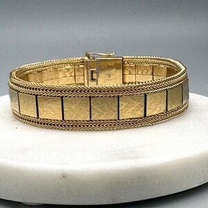 Vintage Grosse Germany Gold Plated Mesh Bracelet Panels 7.5" for Christian Dior